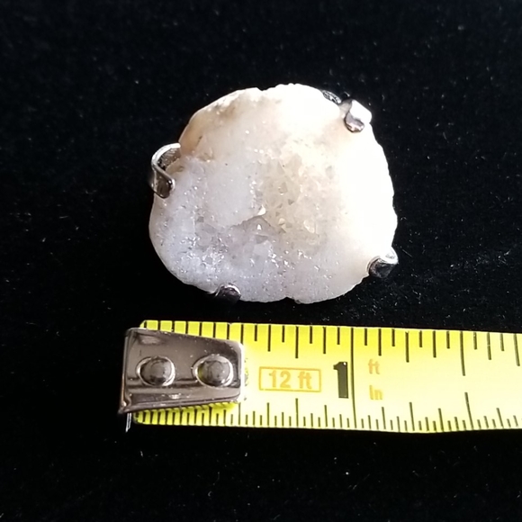 Natural Druzy Agate Crystal Stone Adjustable Statement Ring - Picture 11 of 16